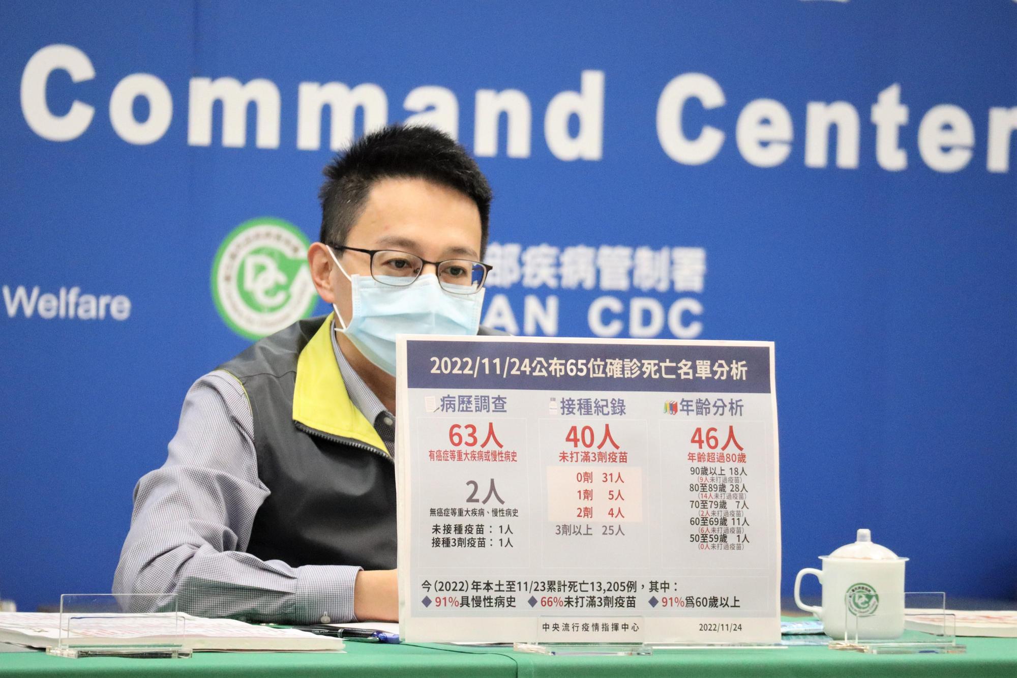 指揮中心說明最新疫情狀況。（指揮中心提供）