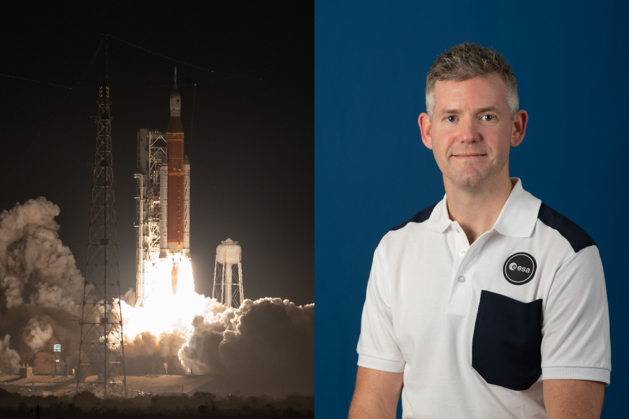 歐洲太空總署出現首位身障太空人，來自英國的麥法爾（右）雀屏中選。（左為示意圖，翻攝自ESA臉書）