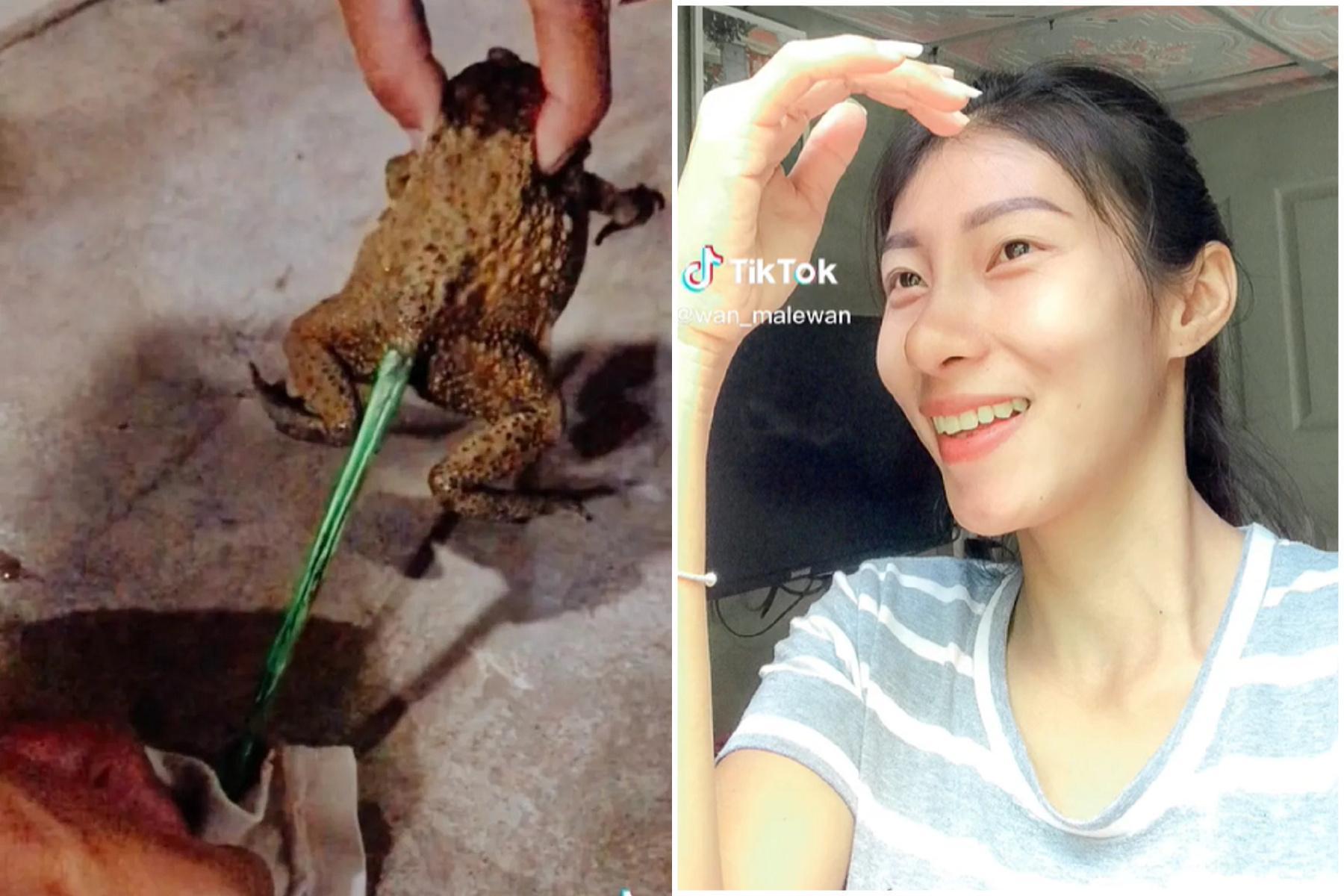蟾蜍肛門卡卡,妹子徒手拉出綠色屎!真相太驚人。(翻自TikTok)