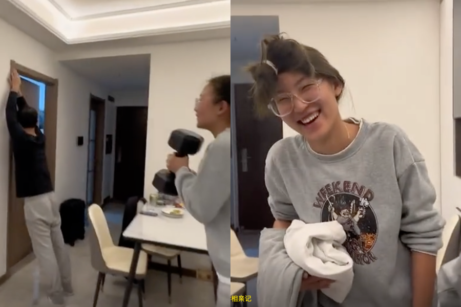 隔離到後台只能自己找樂子，一行人開始運動、唱歌等等。（翻攝自不小丟抖音）