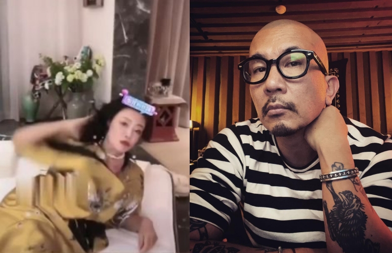 具俊曄（右）已忍受不了網友造謠他早與大S搭上；張蘭（左）則開直播繼續酸，仍沒要放過他的意思。（翻攝抖音、IG）