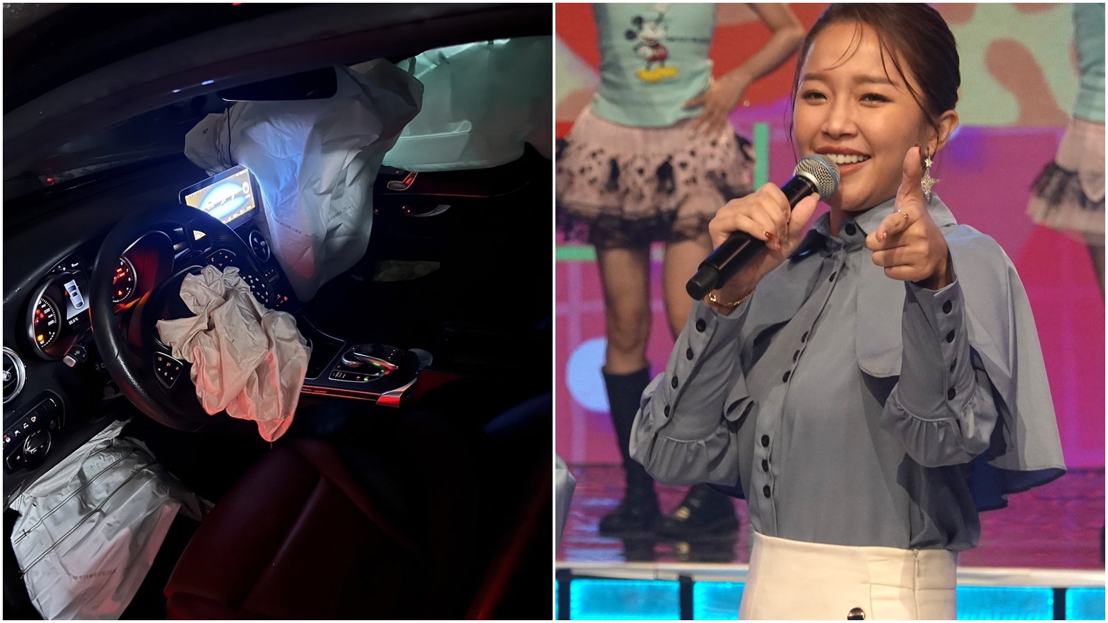 賴慧如今天主持工作因嚴重車禍請假，當時因自撞護欄當下安全氣囊全爆開。（民視提供）