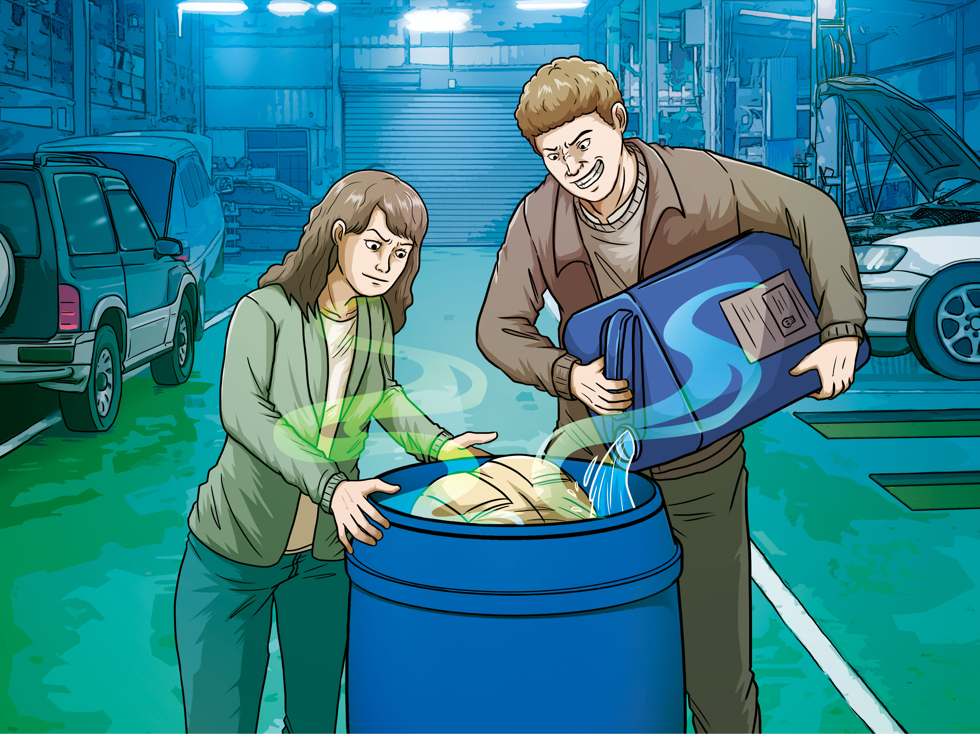 王姓女會計（左）夥同劉男（右）將閨密老闆殺害後，再用硫酸溶屍。