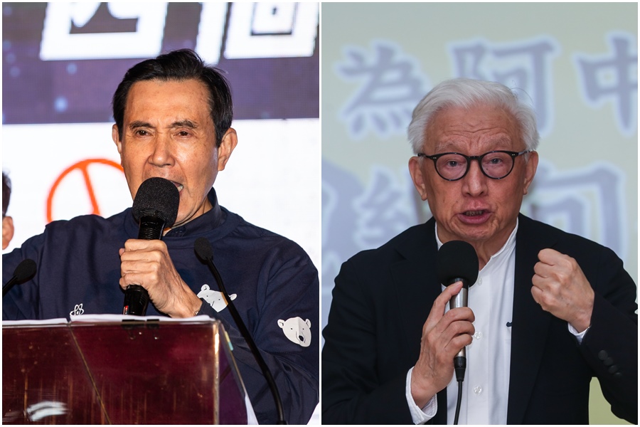 馬英九（左圖）日前喊出「票投國民黨，兩岸無戰場」，曹興誠（右圖）則以10字回應「引進共產黨，台灣變刑場」。（本刊資料照）