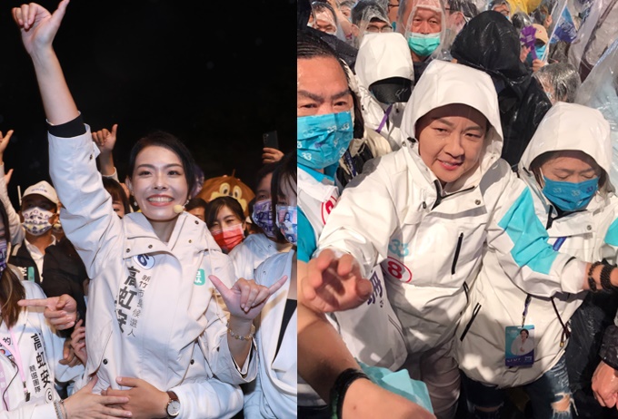 無黨籍台北市長候選人黃珊珊（右）、民眾黨新竹市長候選人高虹安（左）。