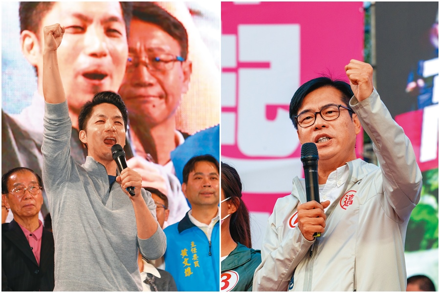 蔣萬安（左圖）當選台北市長，創下首都最年輕市長紀錄，躍居黨內接班A咖；以23萬多票差距連任高雄市長，陳其邁（右圖）穩坐綠營南霸天寶座。