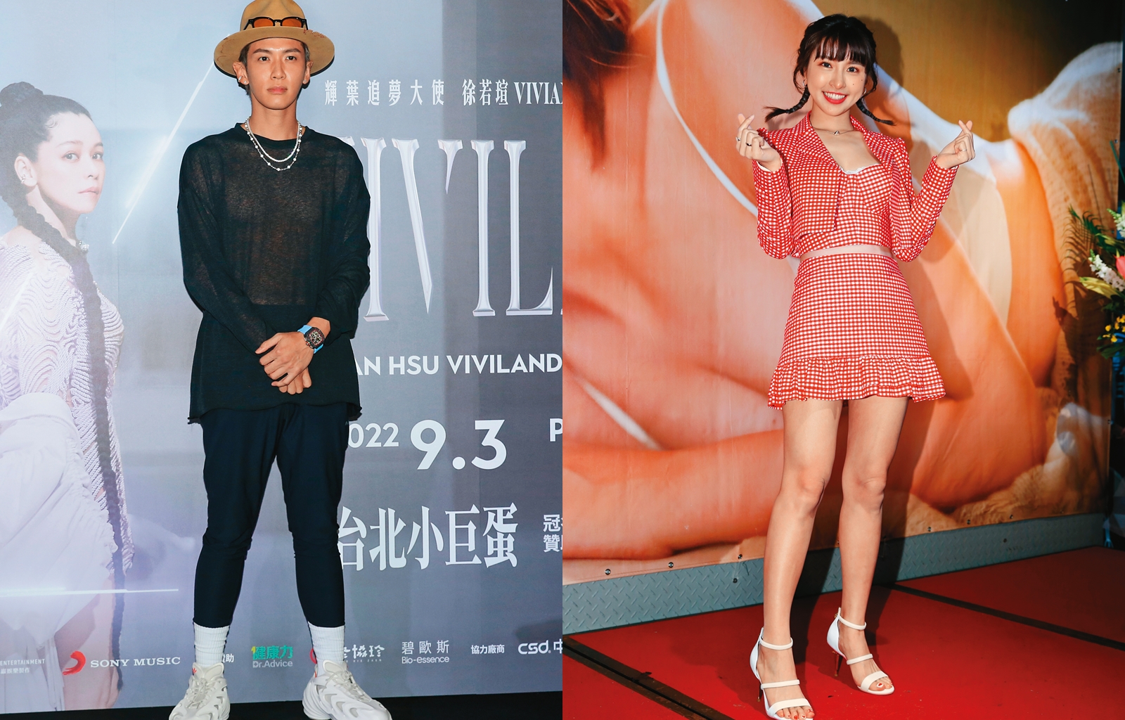 柯震東（左圖）好一陣子沒傳出花邊，最近竟跟峮峮（右圖）走得很近，本刊直擊兩人夜遊，還一起去友人家。