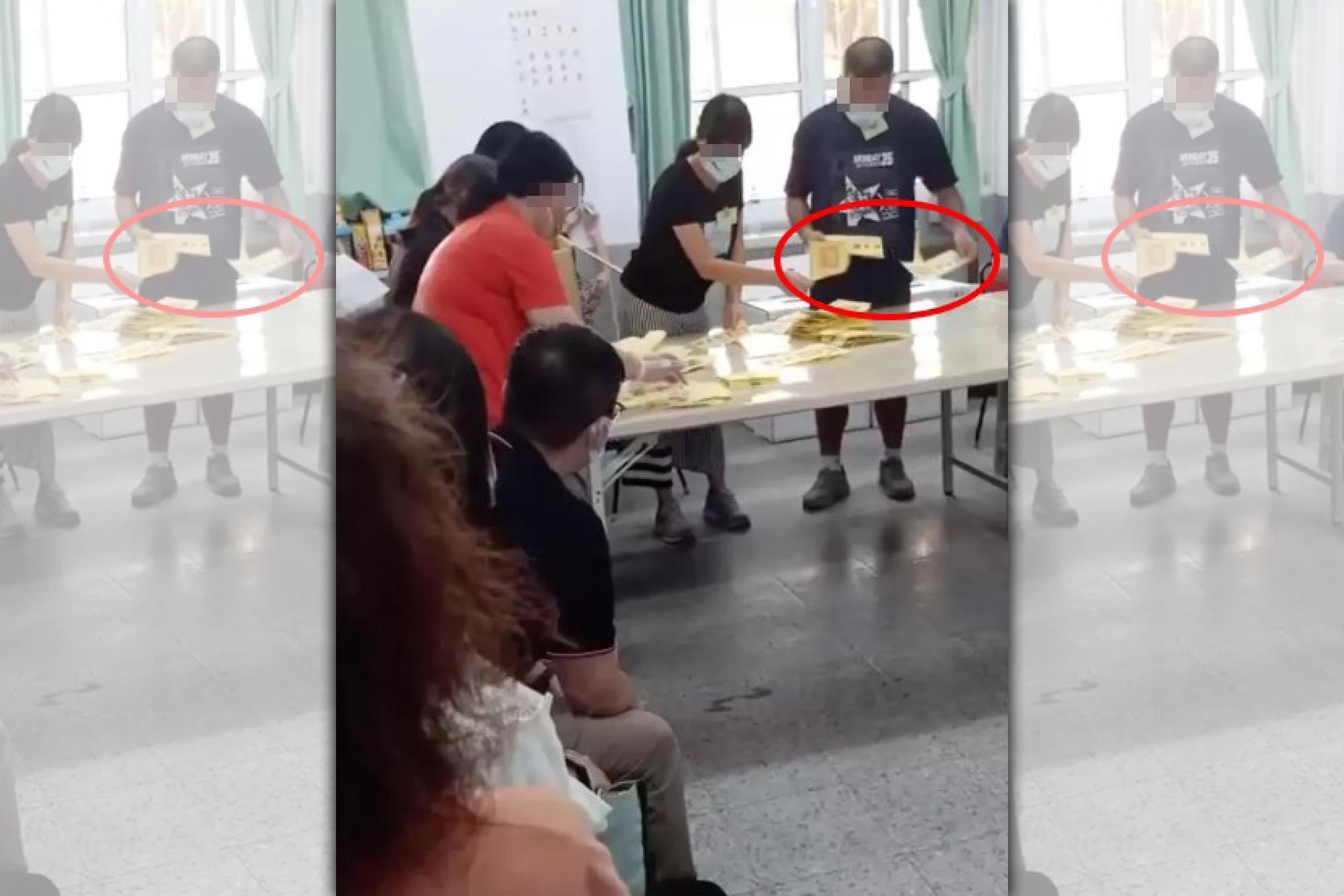 民眾分享一段屏東縣長開票過程,工作人員指唱票不亮票,質疑過程有瑕疵。(翻攝自屏東人新聞臉書社團)