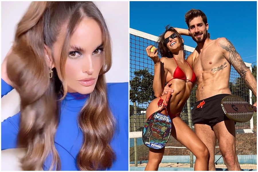 德國替補門將特拉普與超模未婚妻古拉特，意外成為球場關注焦點。（翻攝自izabelgoulart ig）