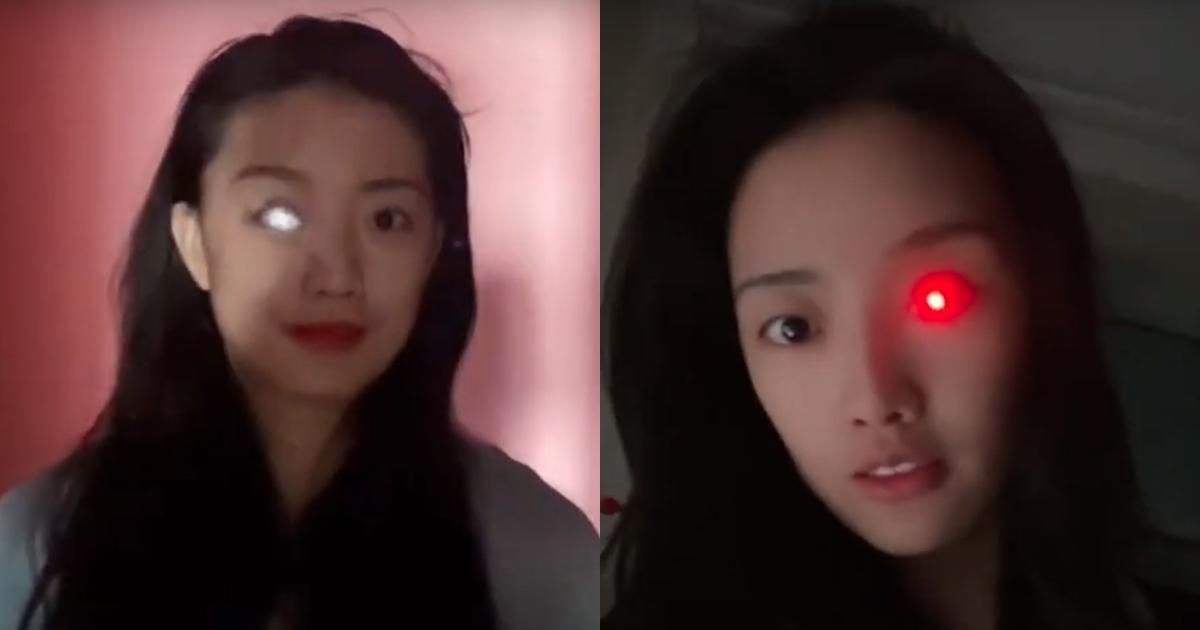 中國一名女子自行改造可以發光、變色的義眼,相當帥氣。(翻攝自新京报 Beijing News YouTube)