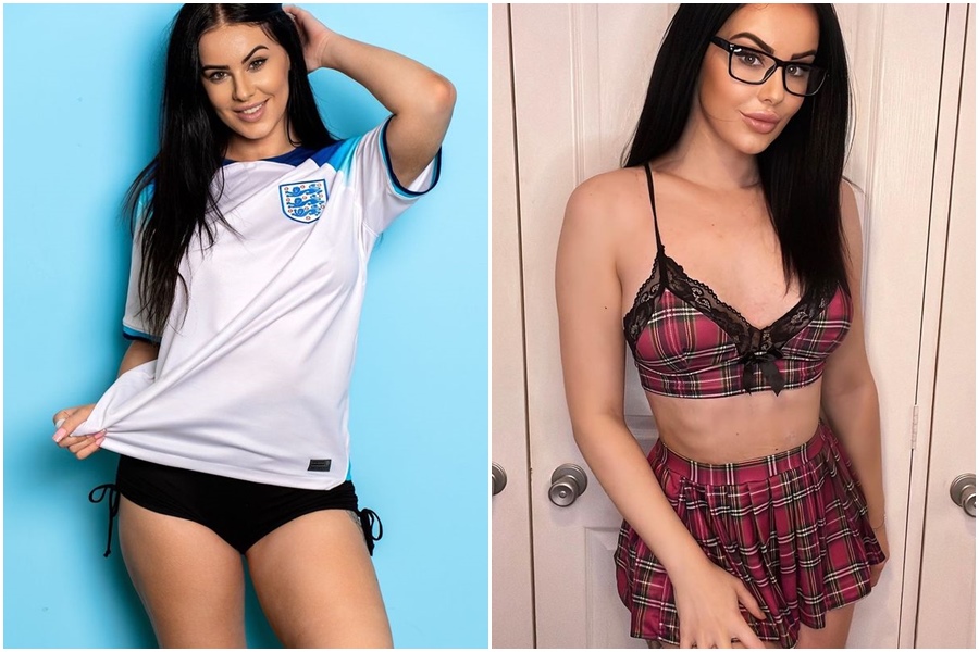 英國一名22歲的網紅安柏發出最辣祭品文，「只要英格蘭奪冠，就裸體直播24小時」。（翻攝IG@amber_paige_xx）