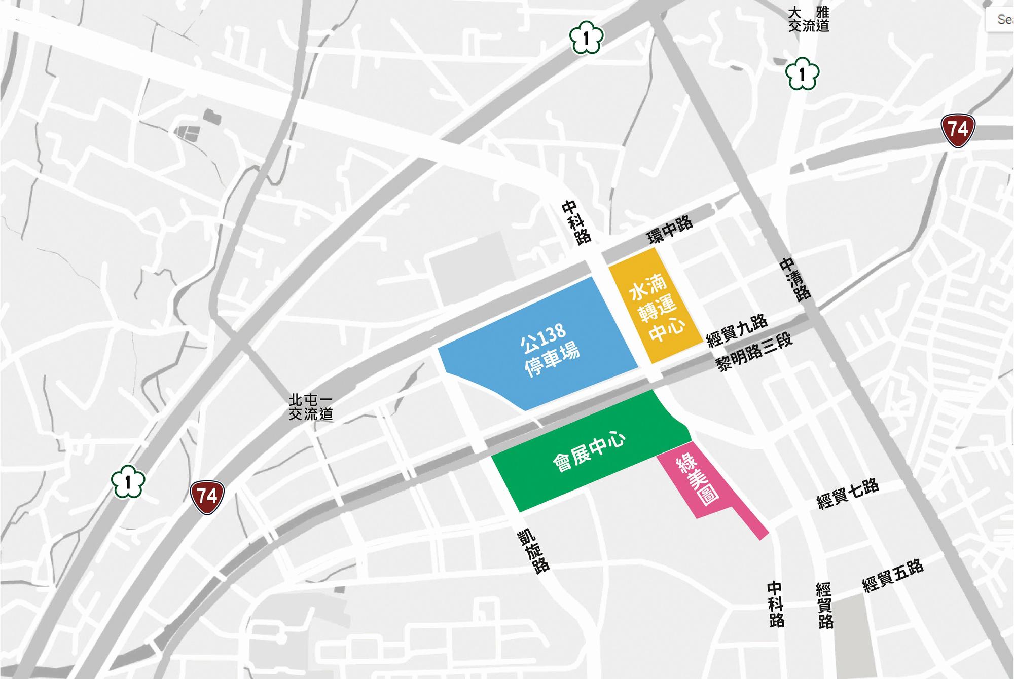 水湳轉運中心鄰近國道1號，加上豐原、台中火車站、烏日等4座轉運中心，能提供鐵路、客運、捷運、公車、汽機車、計程車及自行車等「7接7轉」的交通機能。