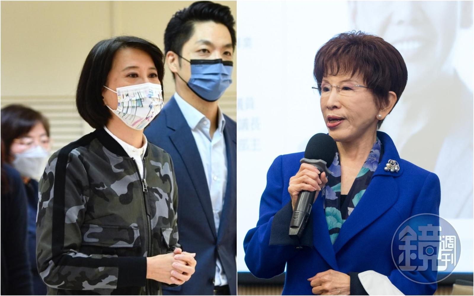 王鴻薇(左)稍早前往登記立委補選,前主席洪秀柱(右)發文力挺。(本刊資料照)