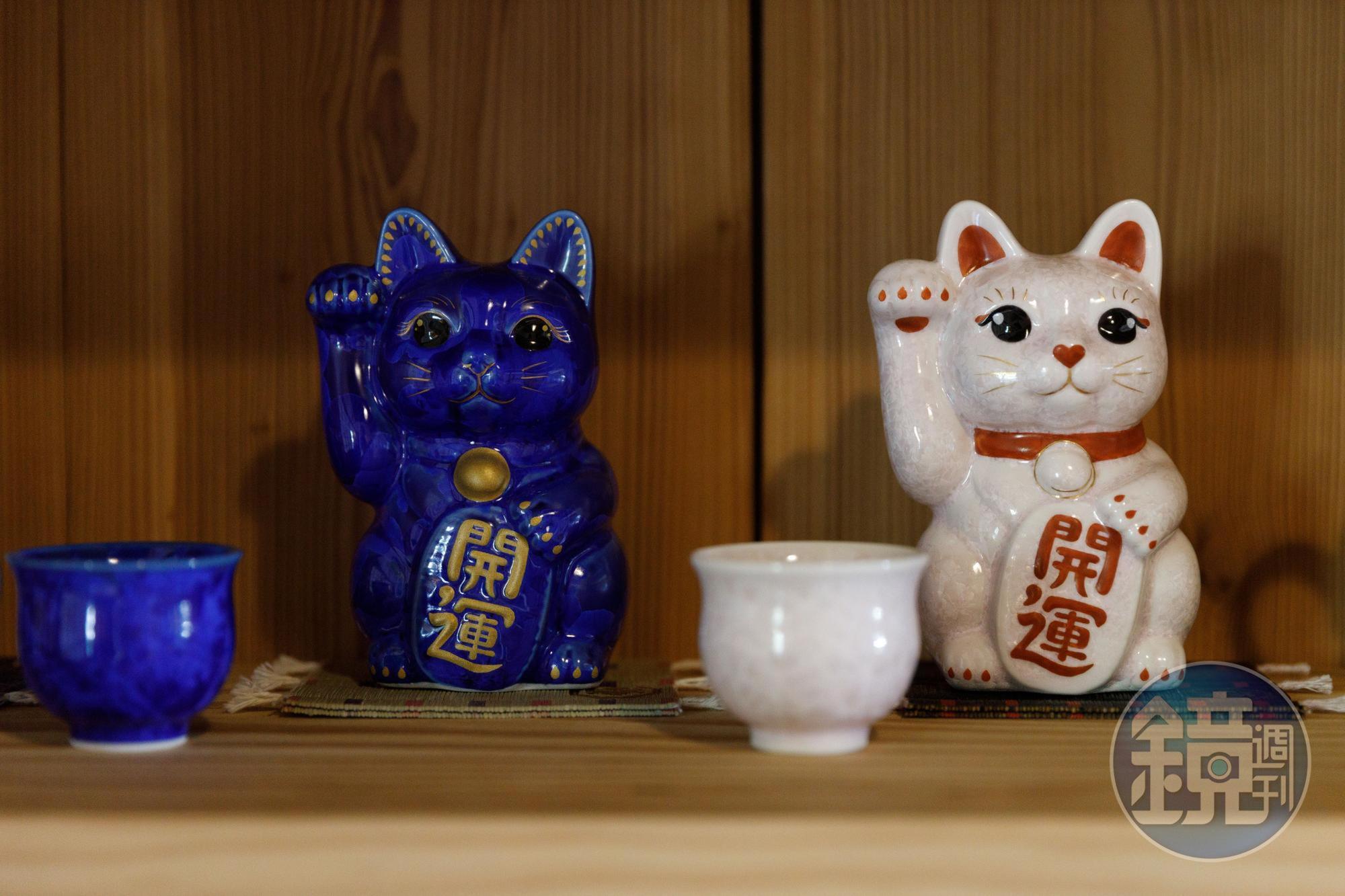 職人製作的京都清水燒花結晶招財貓，可以客製化訂購。（3,800元起／隻）