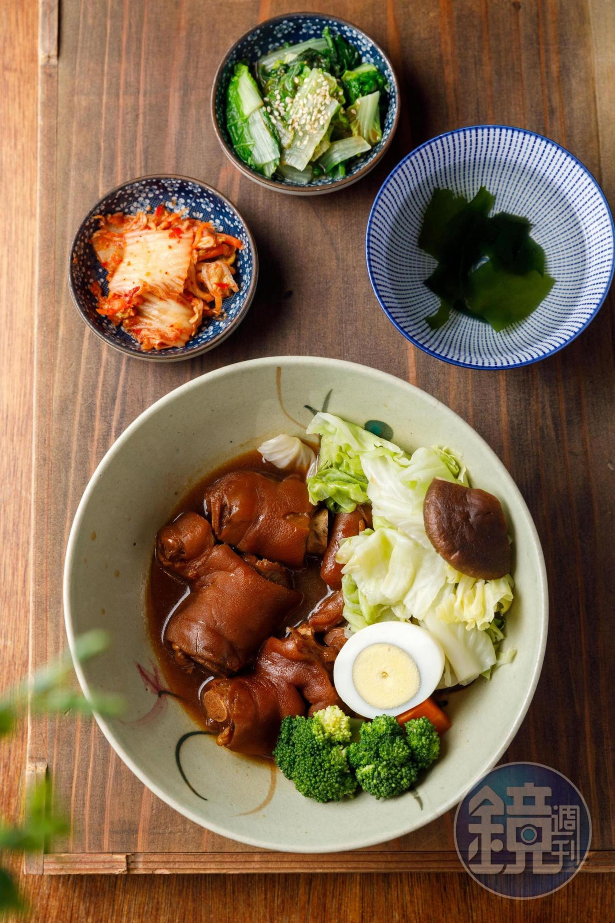 「所長最愛好運豬蹄味套餐」的豬腳滷得入味又很香,配菜健康。(300元/份)