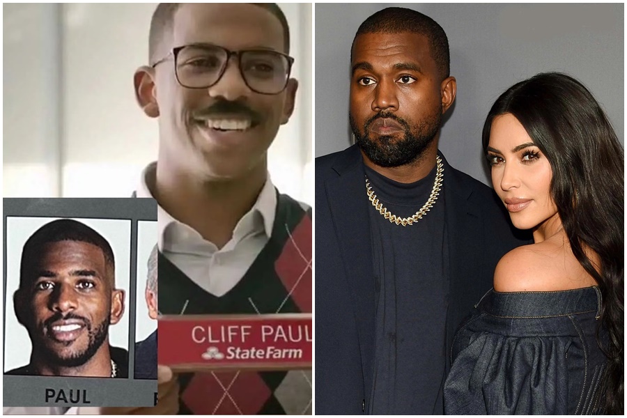 肯爺（右圖左）在推特被消失前，再度爆料NBA太陽隊控球後衛保羅（左）與前妻金卡戴珊（右圖右）曾有過一腿。（翻攝自推特）