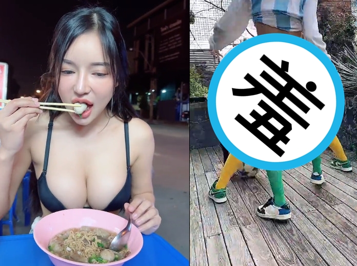 泰國網紅Thapani meemungtham曾因一支坐路邊攤吃麵影片爆紅，最近搶搭世足熱拍攝2支短影音博眼球。（翻攝推特@baitongthapani）