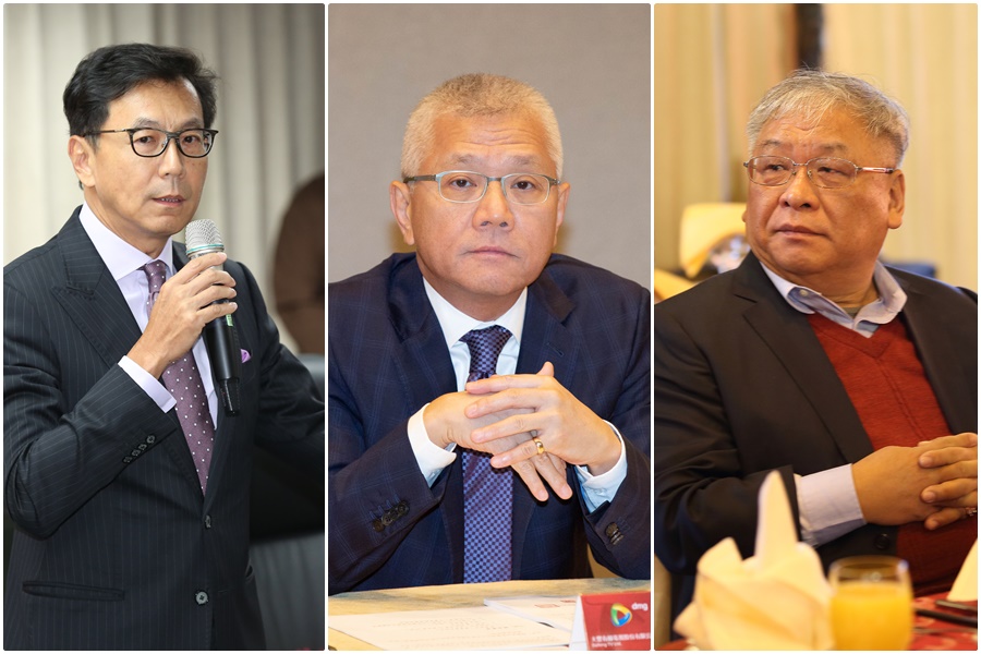 背後讓有線電視兩大霸主富邦集團董事長蔡明忠（左）與年代董事長練台生（右）和解的關鍵人物，就是TBC最大股東的大豐有線創辦人戴永輝（中）。