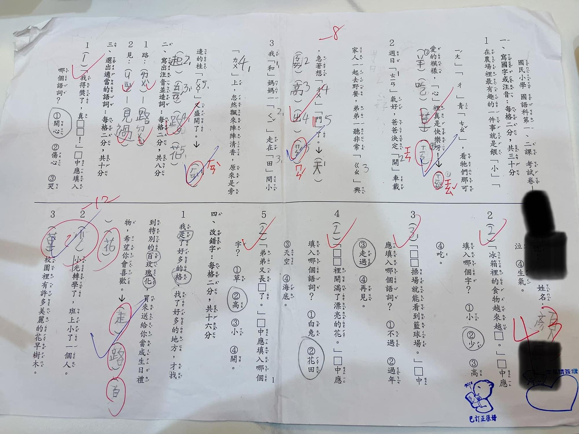 顏俊宇說考卷上的題型，大多是女兒沒看過的。（翻攝自「雙寶爸的小宇宙｜兒童感染科 顏俊宇醫師」）