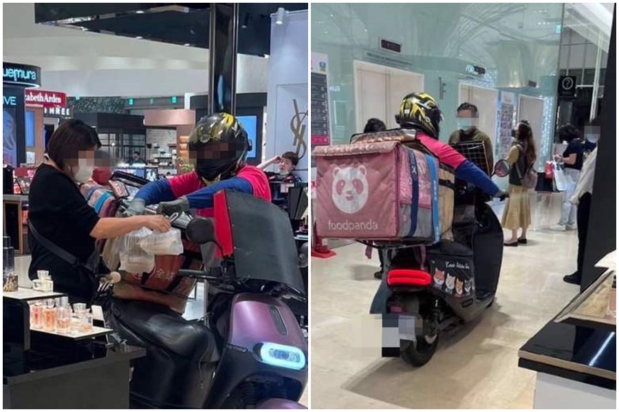 竟有外送員送餐進百貨公司內，網友們都看傻了。（翻攝自外送員的奇聞怪事臉書社團）