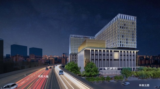 高等法院及台北地院新院區3D模擬圖，新址位於台北市市民大道旁。（台北地院提供）
