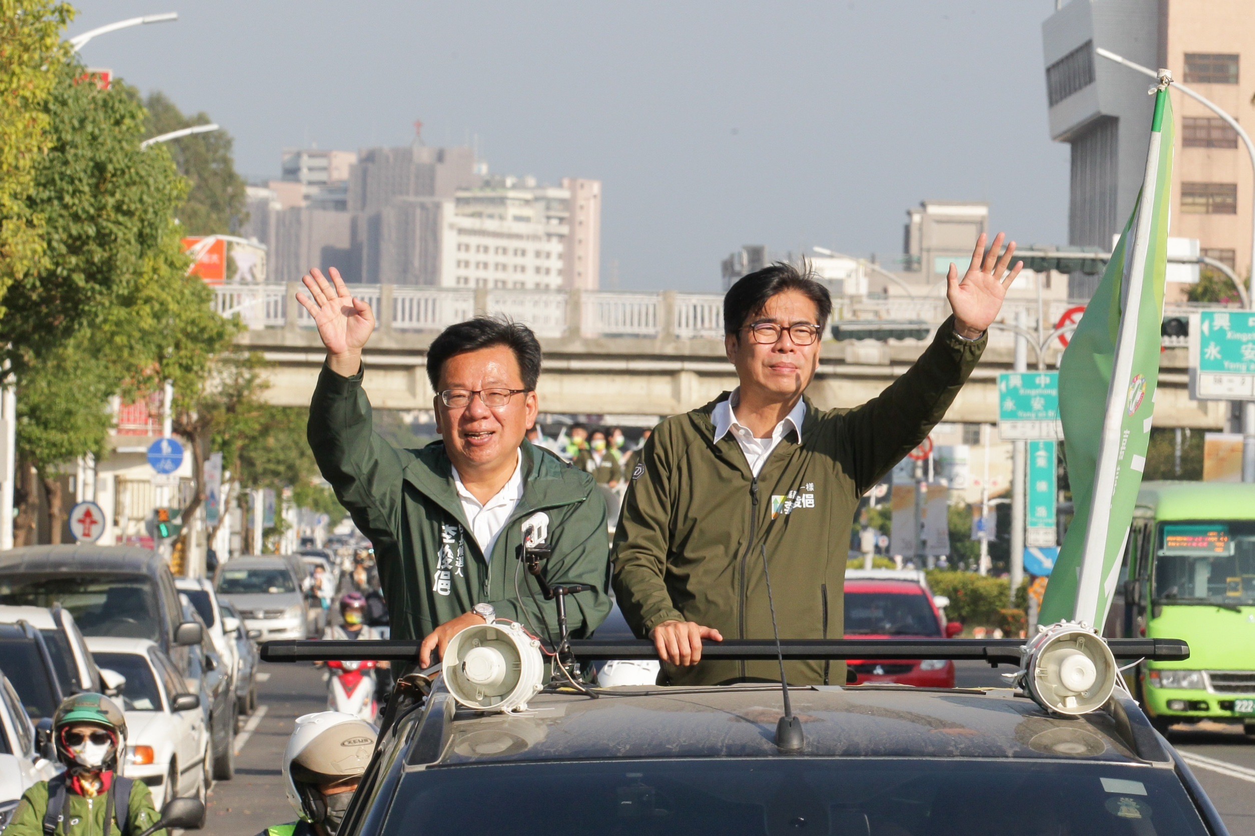 為聲援民進黨自家候選人李俊俋，民進黨代理黨主席陳其邁到嘉義幫忙助選。