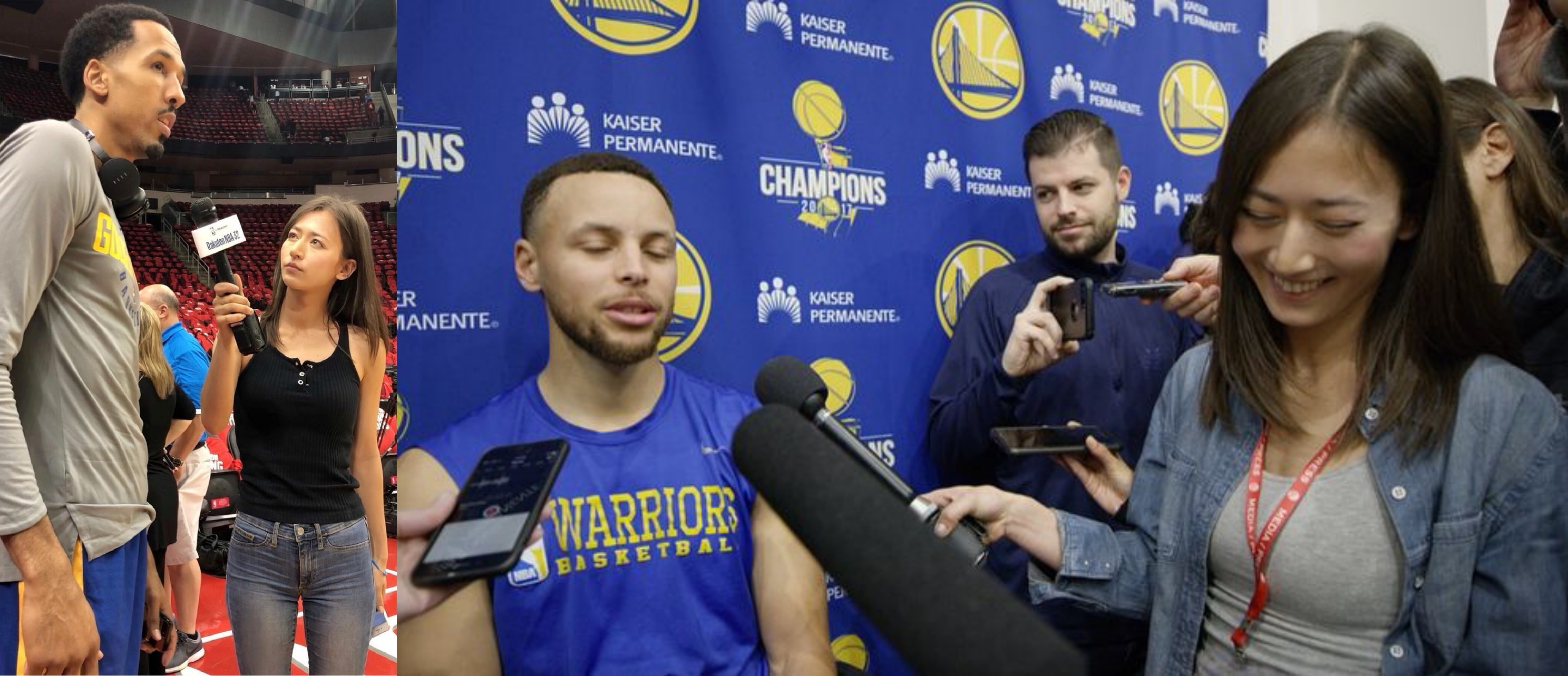 宮河麻耶採訪過許多NBA大咖球星，自己也因為出色的外貌爆紅。（翻攝自宮河麻耶IG）