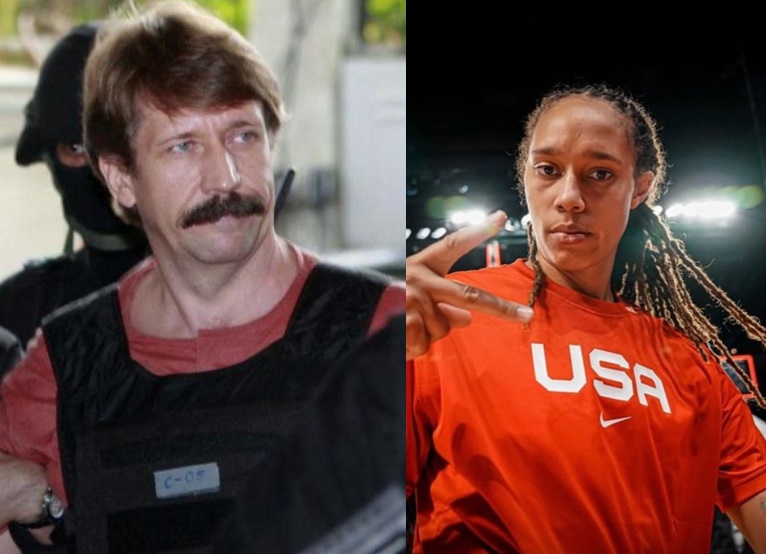 美、俄達成「換囚協議」，美國用俄軍火走私商布特（左），交換WNBA球星葛萊納（右）回家。（左翻攝推特@N0vigrad，右翻攝IG＠brittneyyevettegriner）