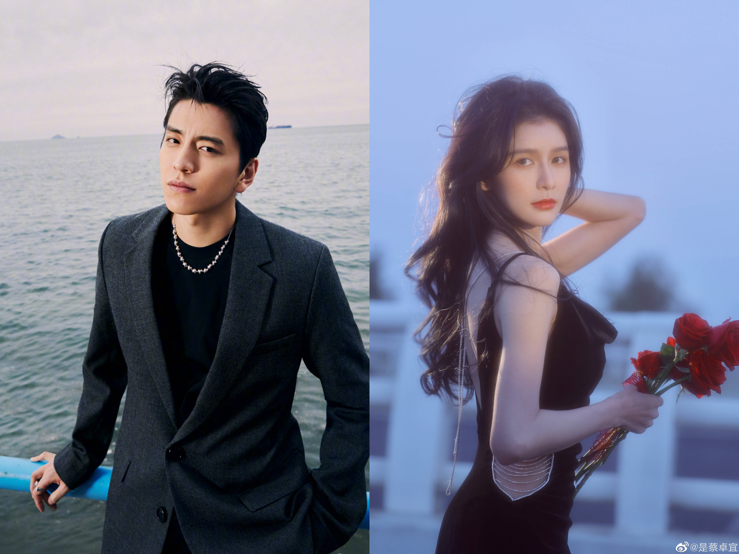 王大陸與蔡卓宜因為上綜藝節目而相識，2021年5月爆出戀情。（王大陸/蔡卓宜微博）