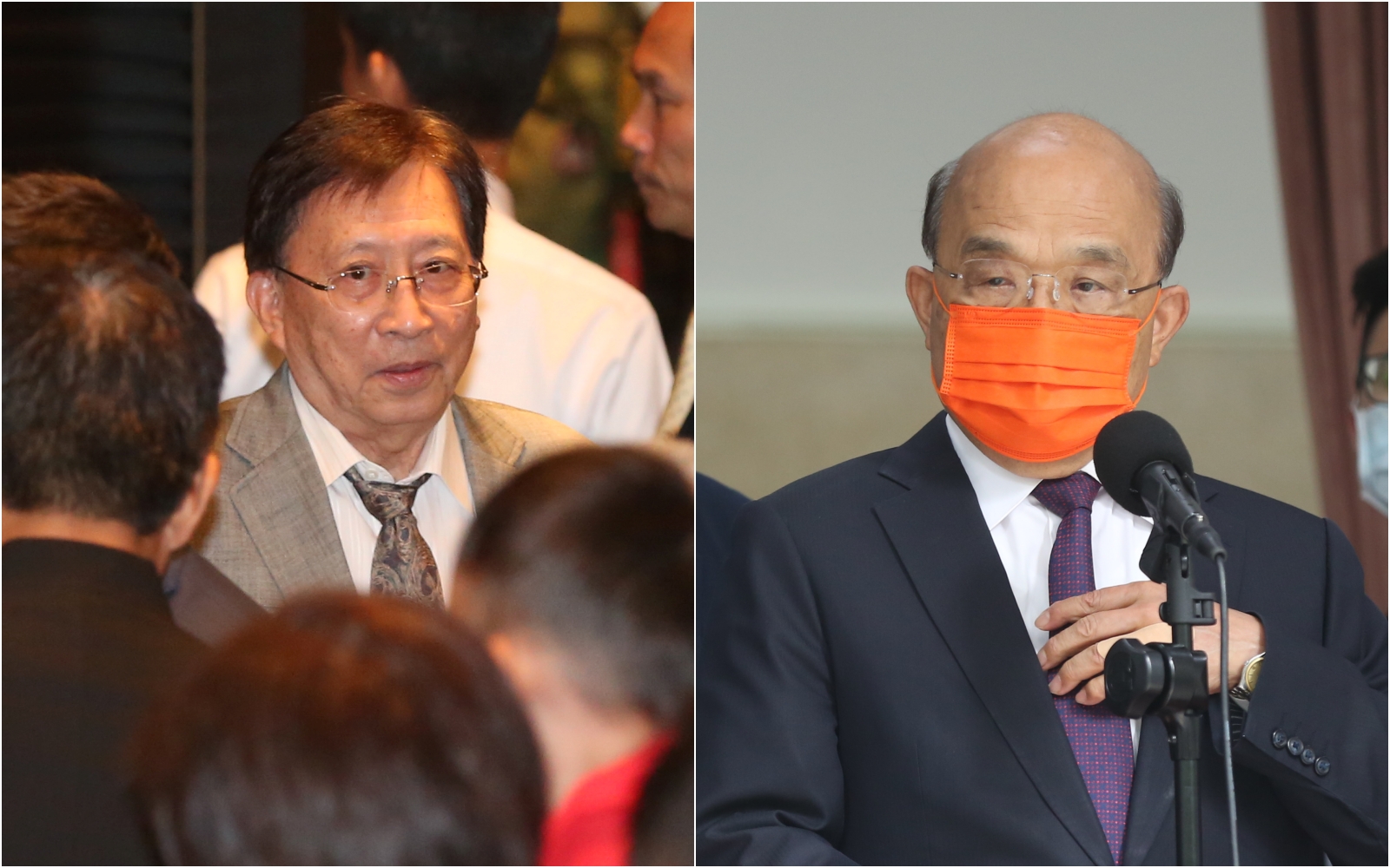 劉兆玄(左)近日赴中會見中國國台辦主任劉結一,蘇貞昌(右)認為這時和中國的互動國人都看在眼裡。(本刊資料照)