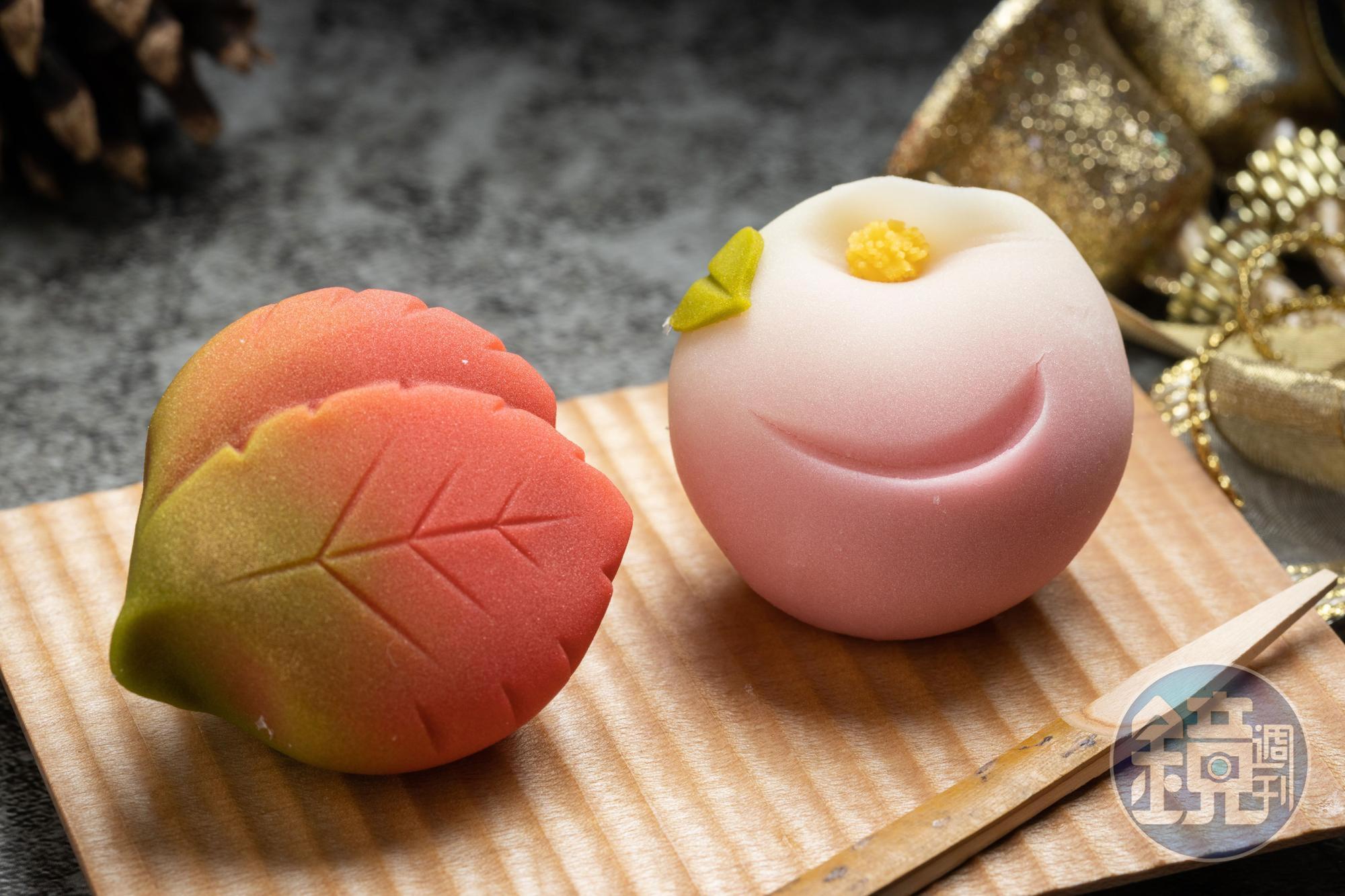 寒椿和菓子（右）的新鮮金桔滋味，酸韻明亮清新。 