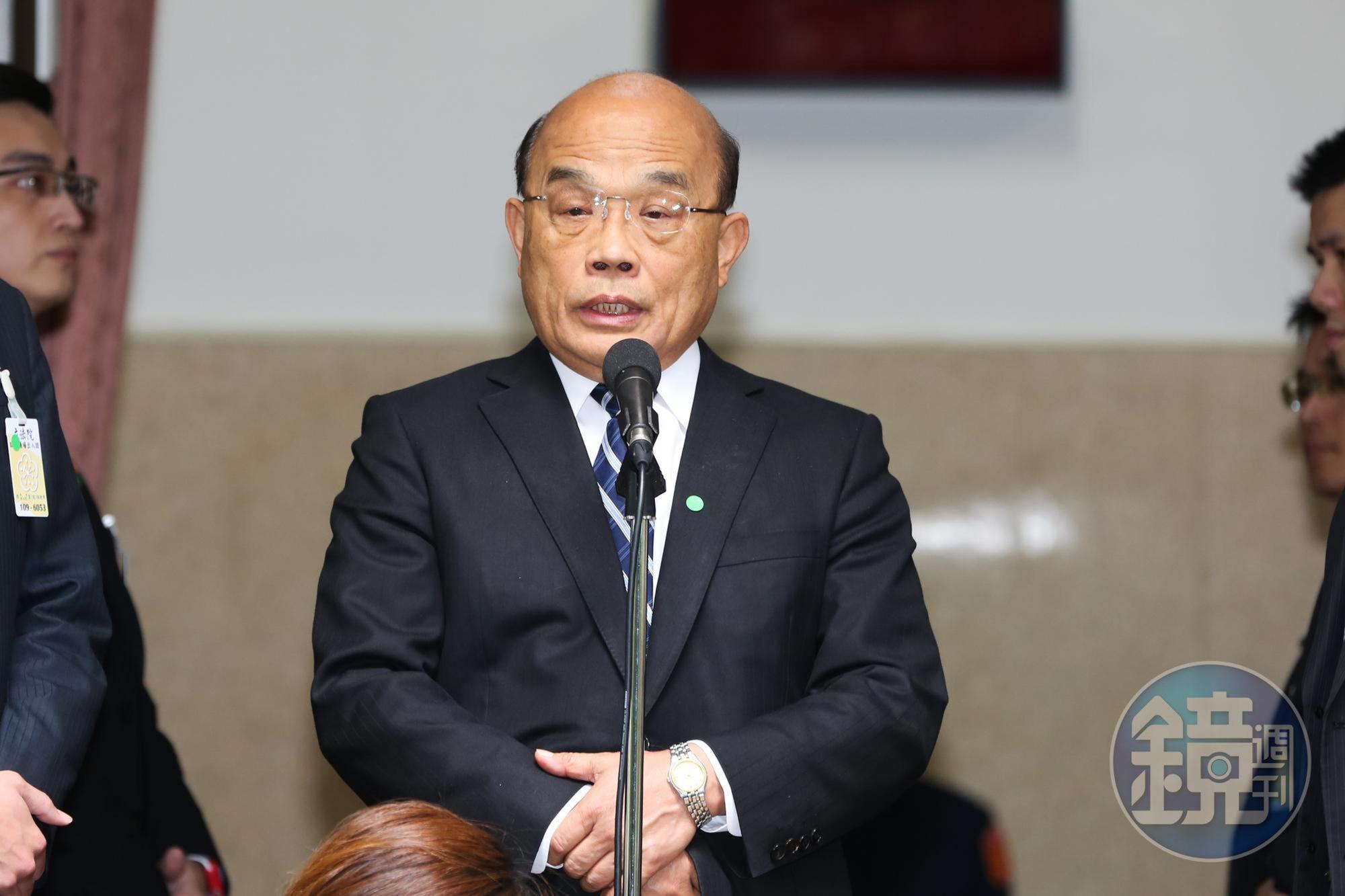 對於擔心開放小三通恐引發搶藥潮，遭到各界抨擊，蘇貞昌（圖）表示「中國政府對疫情突然蓋牌，事情不太妙，所以更加警惕」。（本刊資料照）