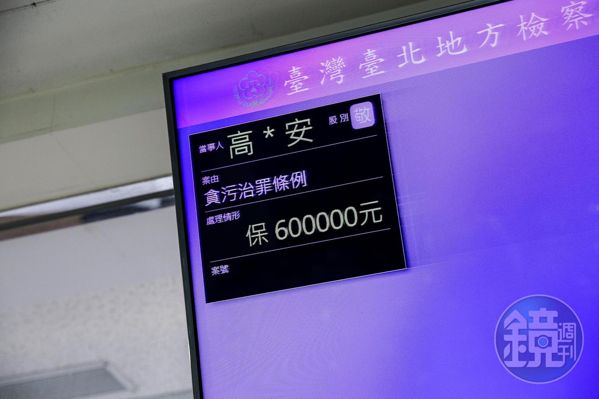 檢察官漏夜複訊後，今晨將高虹安改列偵字案被告，以60萬元交保候傳。