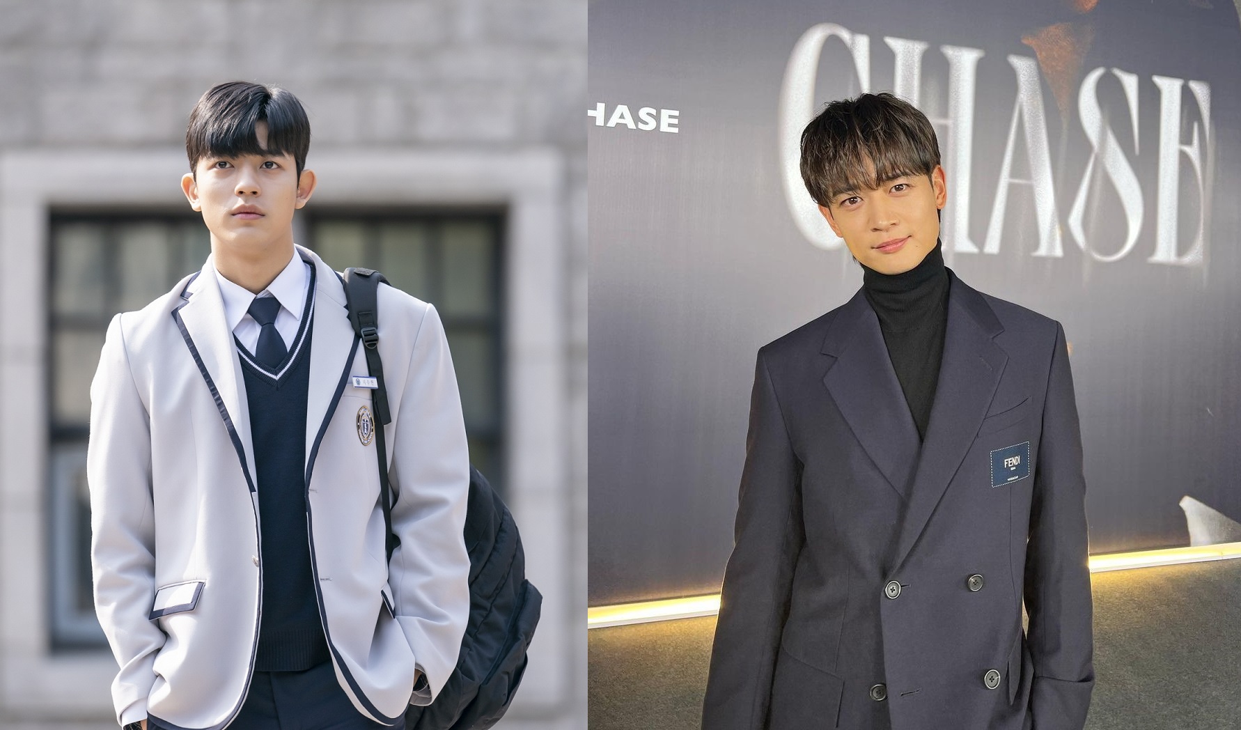 羅門(左圖)出道以來經常被說與「SHINee」珉豪外型相似,他最近受訪透露希望未來有機會能演兄弟。(左圖Disney+提供,右圖翻攝自珉豪Instagram)