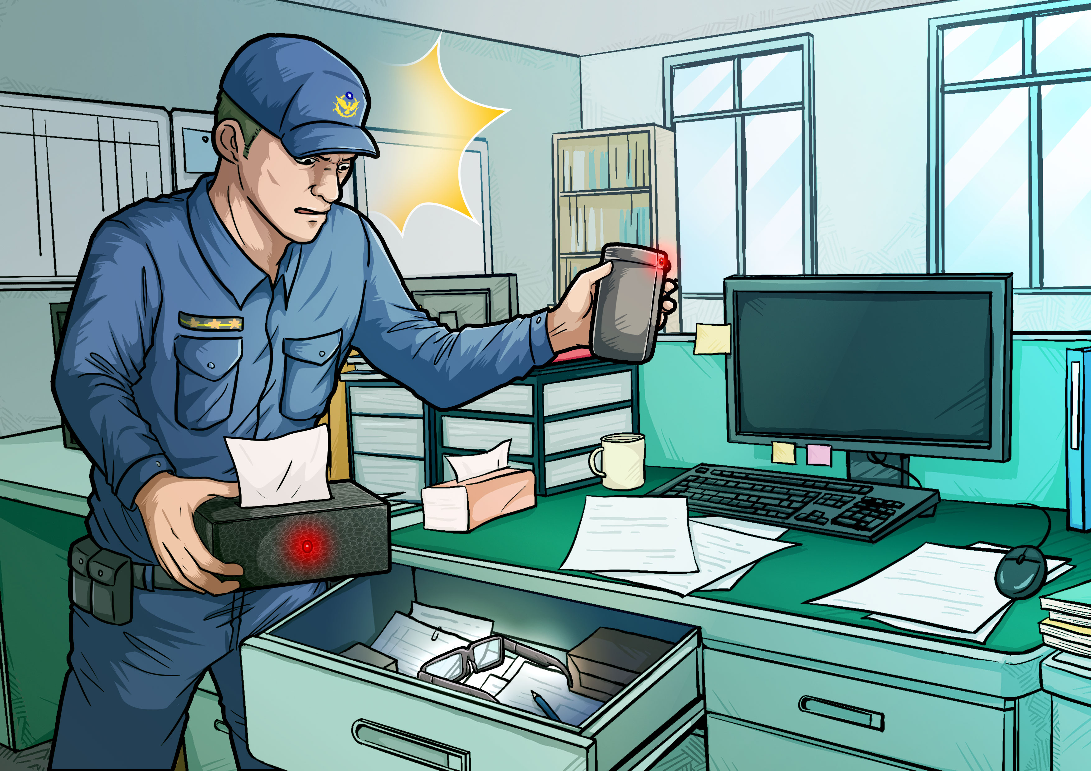 檢警在許秩軒辦公室及宿舍搜到各式各樣的密錄器。