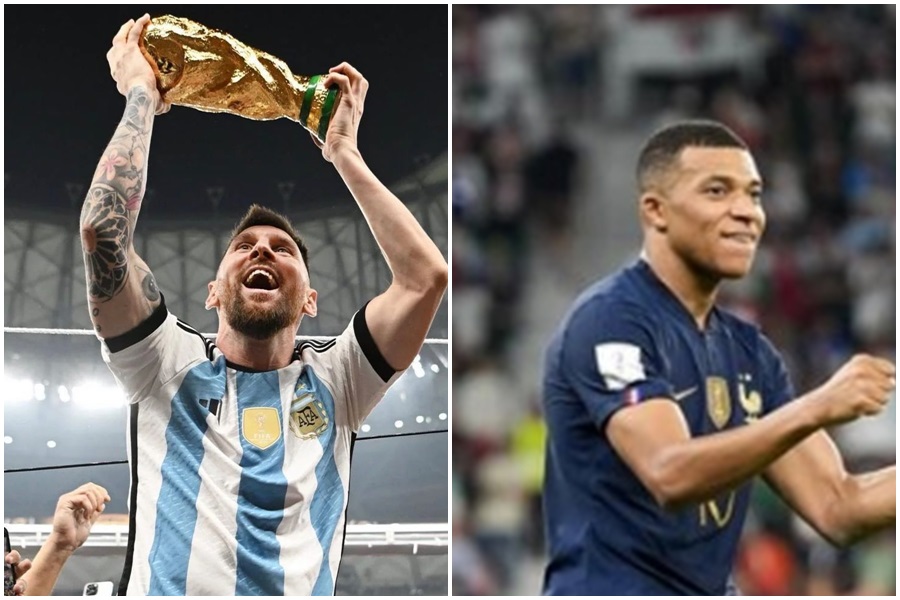 球王梅西（Lionel Messi）帶領阿根廷成功踢走法國天才前鋒姆巴佩（Kylian Mbappé）。（翻攝自梅西、姆巴佩IG）