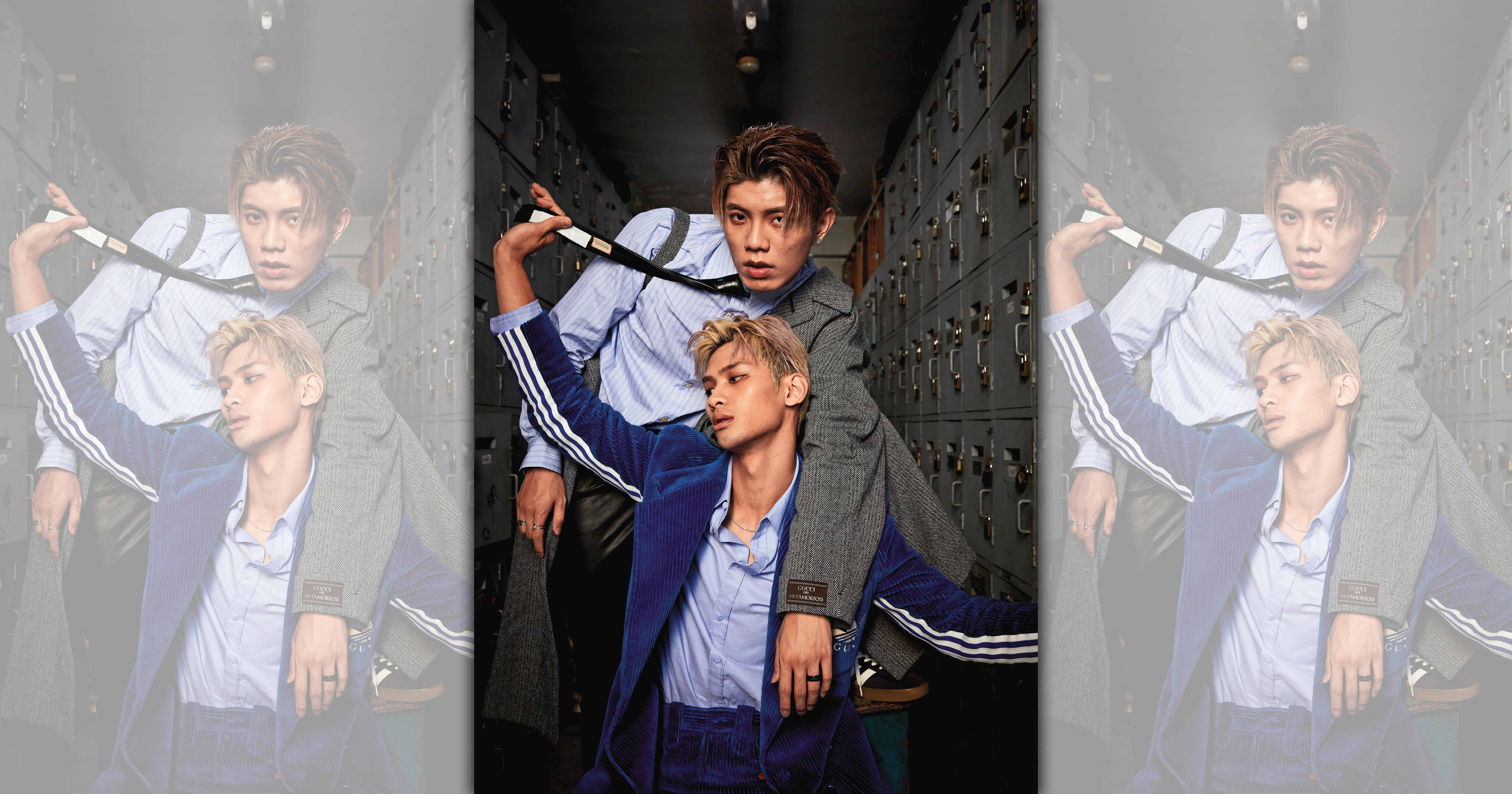 陳峻廷（後）和夏浦洋（前）家中都是做餐飲業，也成為不少粉絲站崗之地。（服裝提供：GUCCI）