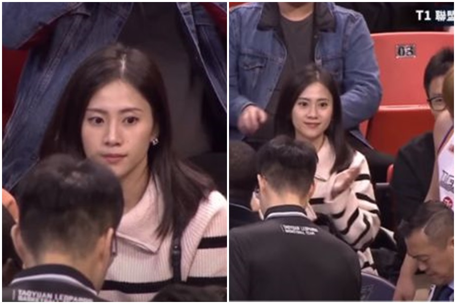魔獸身後的長髮大眼美女，不但吸引導播狂拍，也引起大批球迷討論。（翻攝自海綿大YouTube）