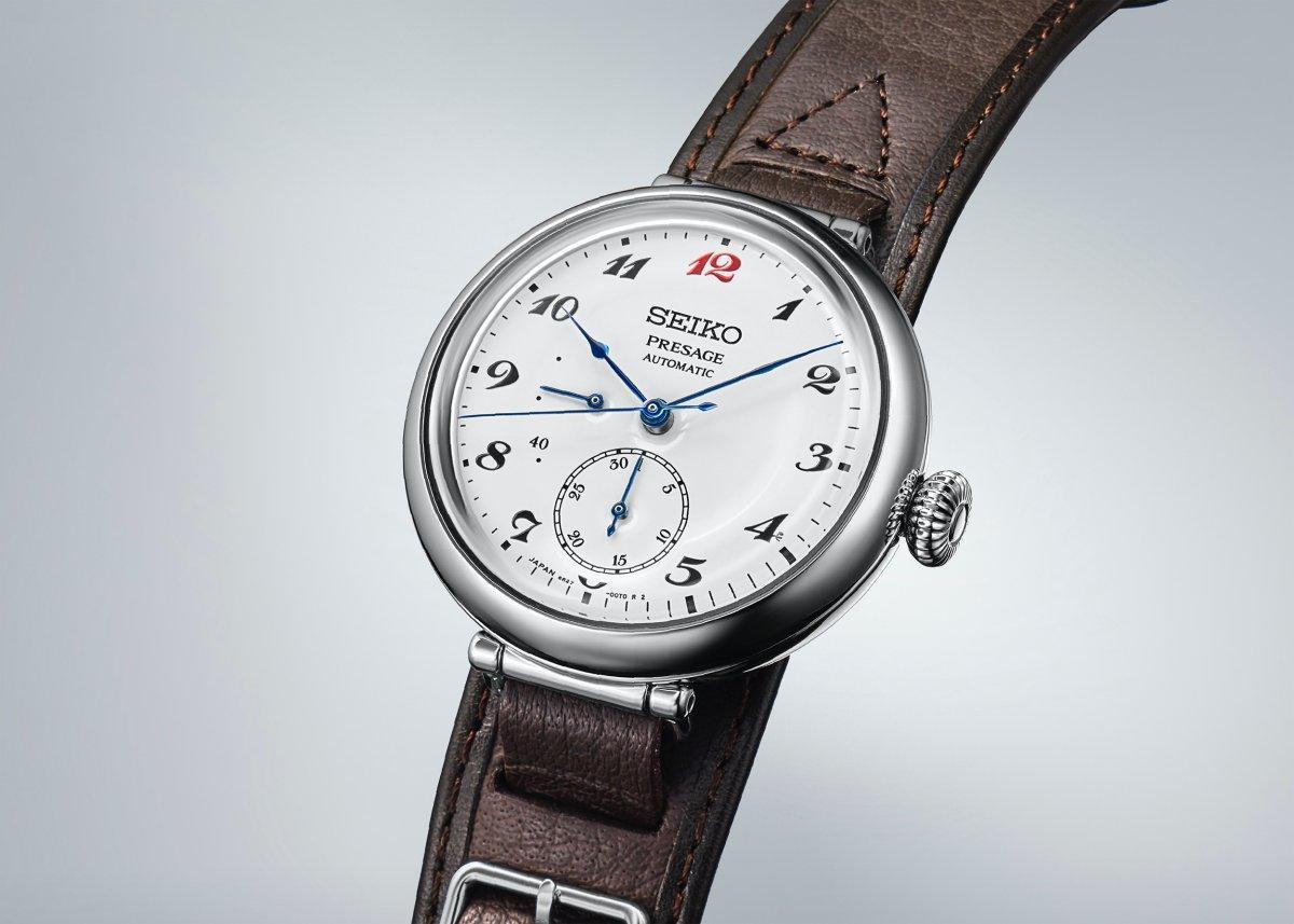 SEIKO Presage Seiko Watchmaking 110th Anniversary SPB359 外型忠實還原110年前日本製作的第一款手錶Laurel，並且採用大師製作的純白琺瑯面盤呈現當年的時代感。