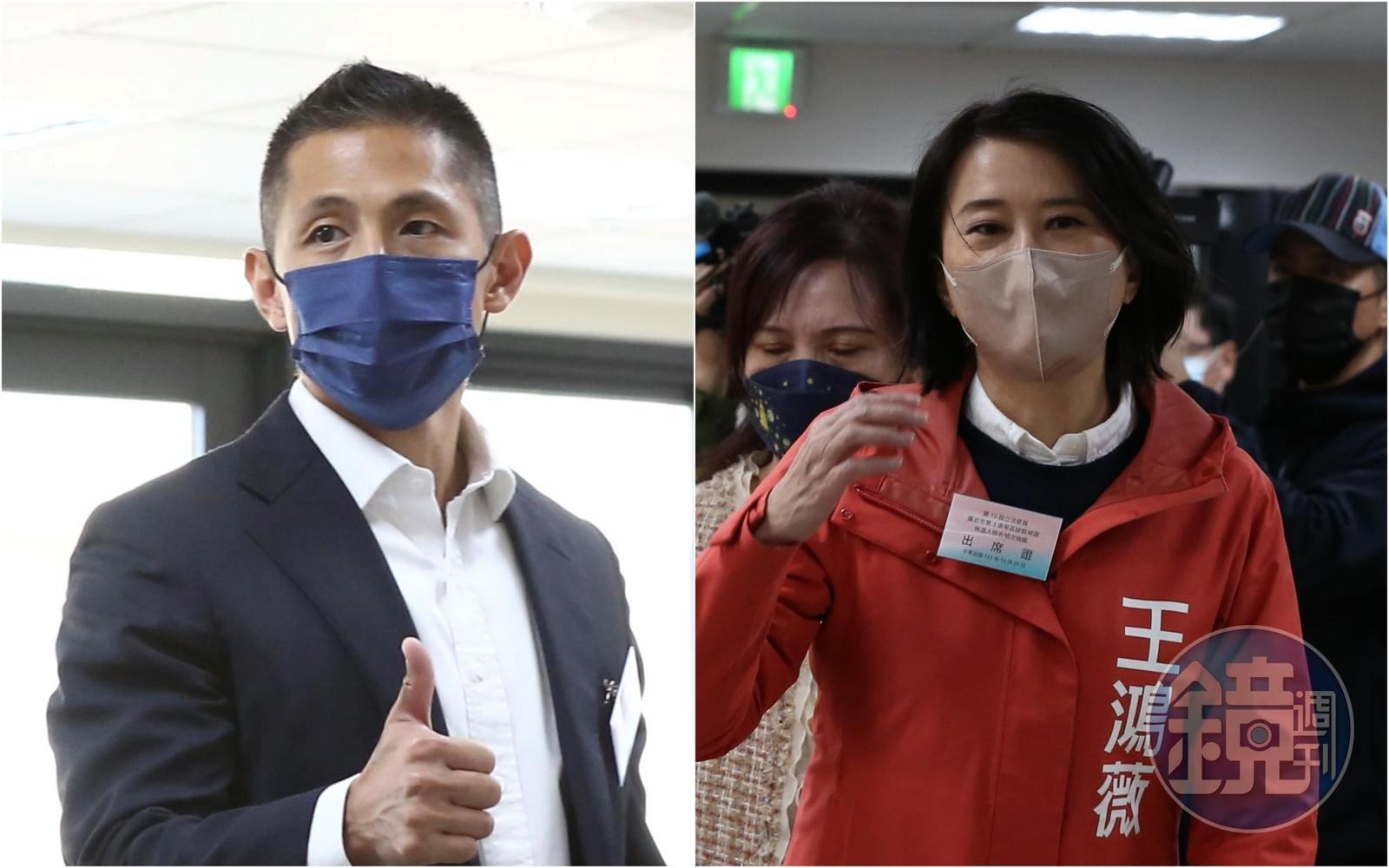 吳怡農（左）昨提出消防政見卻被王鴻薇（右）批早就提過，他今強調兩者內容完全不同，也並不衝突。