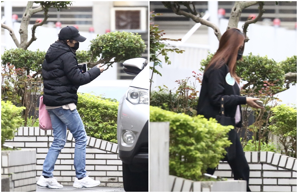 陳姓（左）、謝姓（右）助理早上9點20分已進入北機站接受約談。