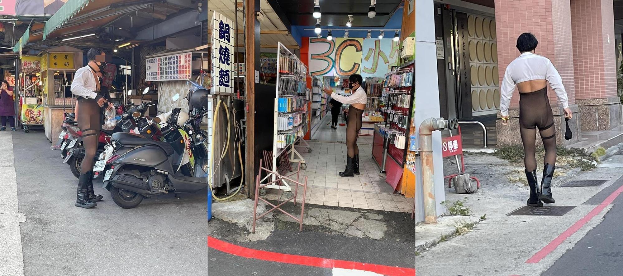 不少人都曾在台中各區域目睹過黑絲男,紛紛在網路上傳見證側拍照。(翻攝臉書社團「爆廢公社二館」、「路上觀察學院」)