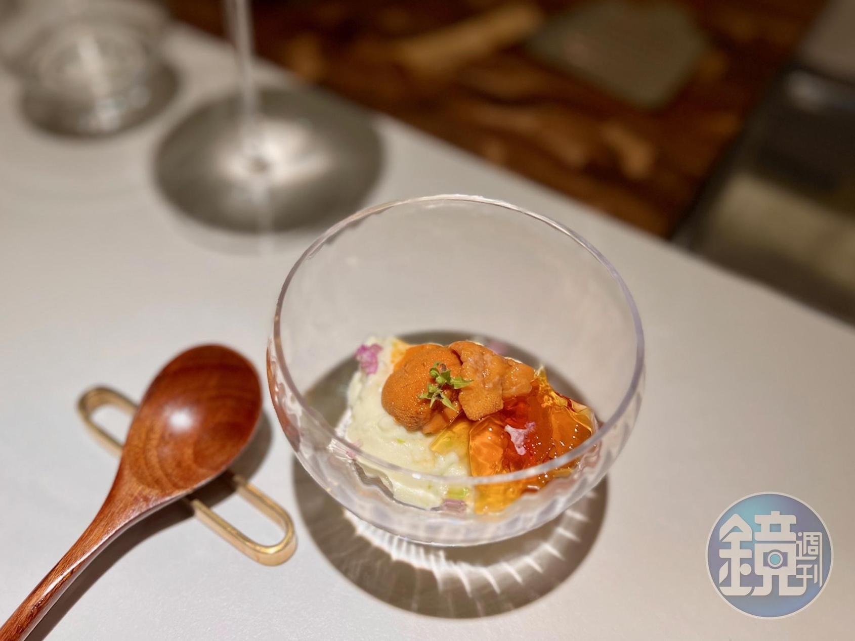 「海膽毛豆奶酪」是平塚牧人在北海道「Gohgon Pop-up」活動的創作。