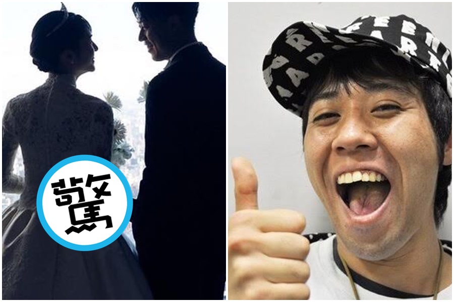 錦織圭今天PO出的夫妻背光合影，因為一塊不明物體意外引起討論。（翻攝自Kei Nishikori推特）