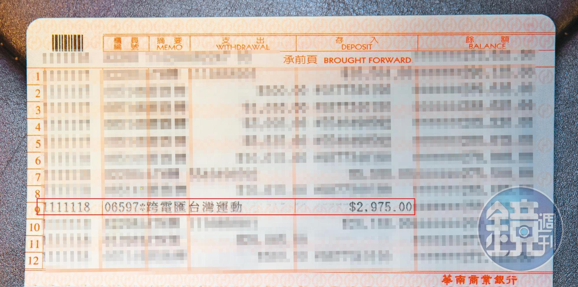 台灣運彩自知理虧，事後匯款2,975元彩金到C先生的帳戶。