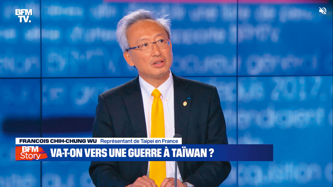 8月美國眾議院議長裴洛西訪台，法國電視台多次邀請吳志中（圖）上節目。（翻攝網路）