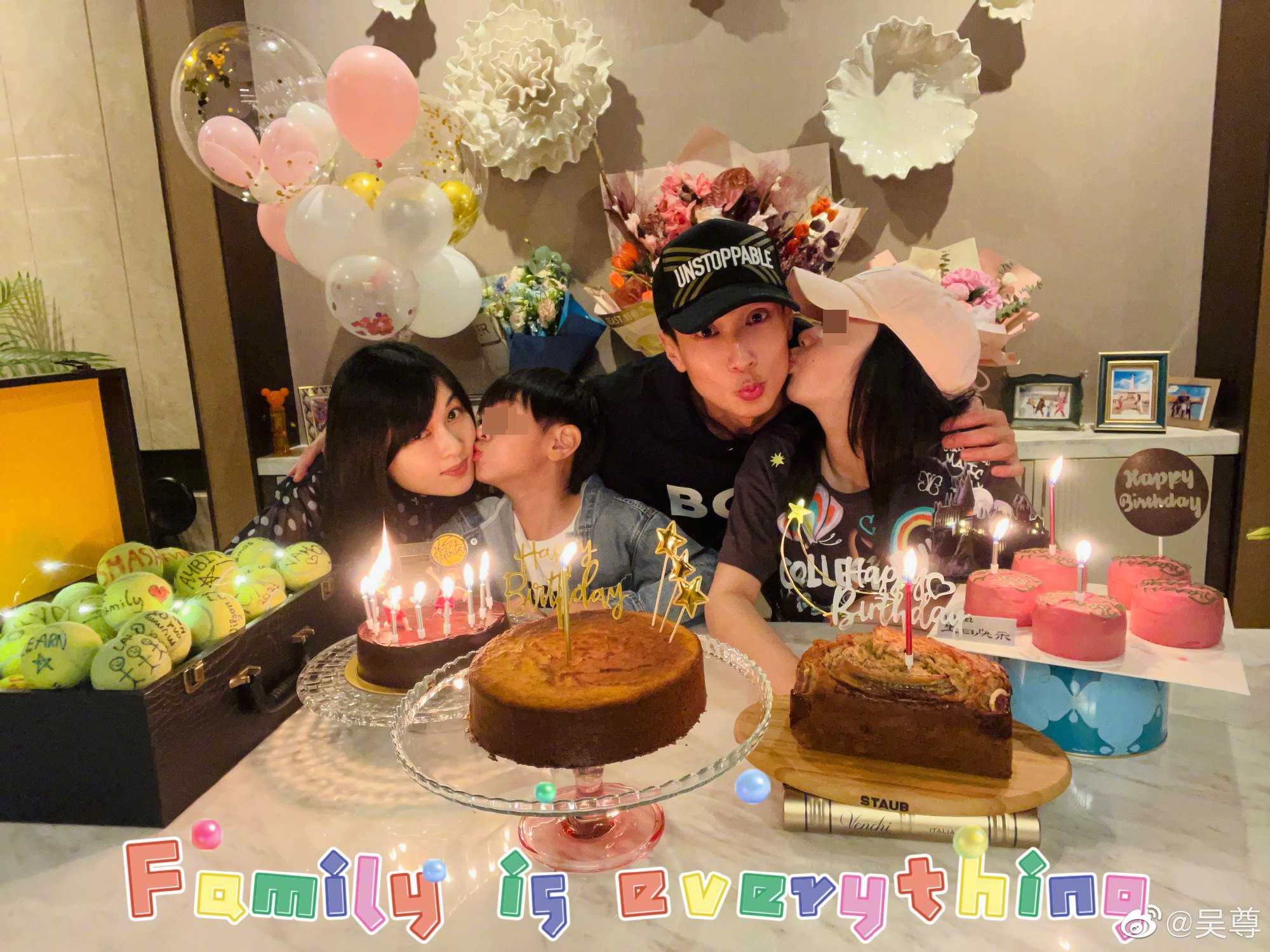 吳尊一家四口今年3月移居上海。(翻攝吳尊微博)
