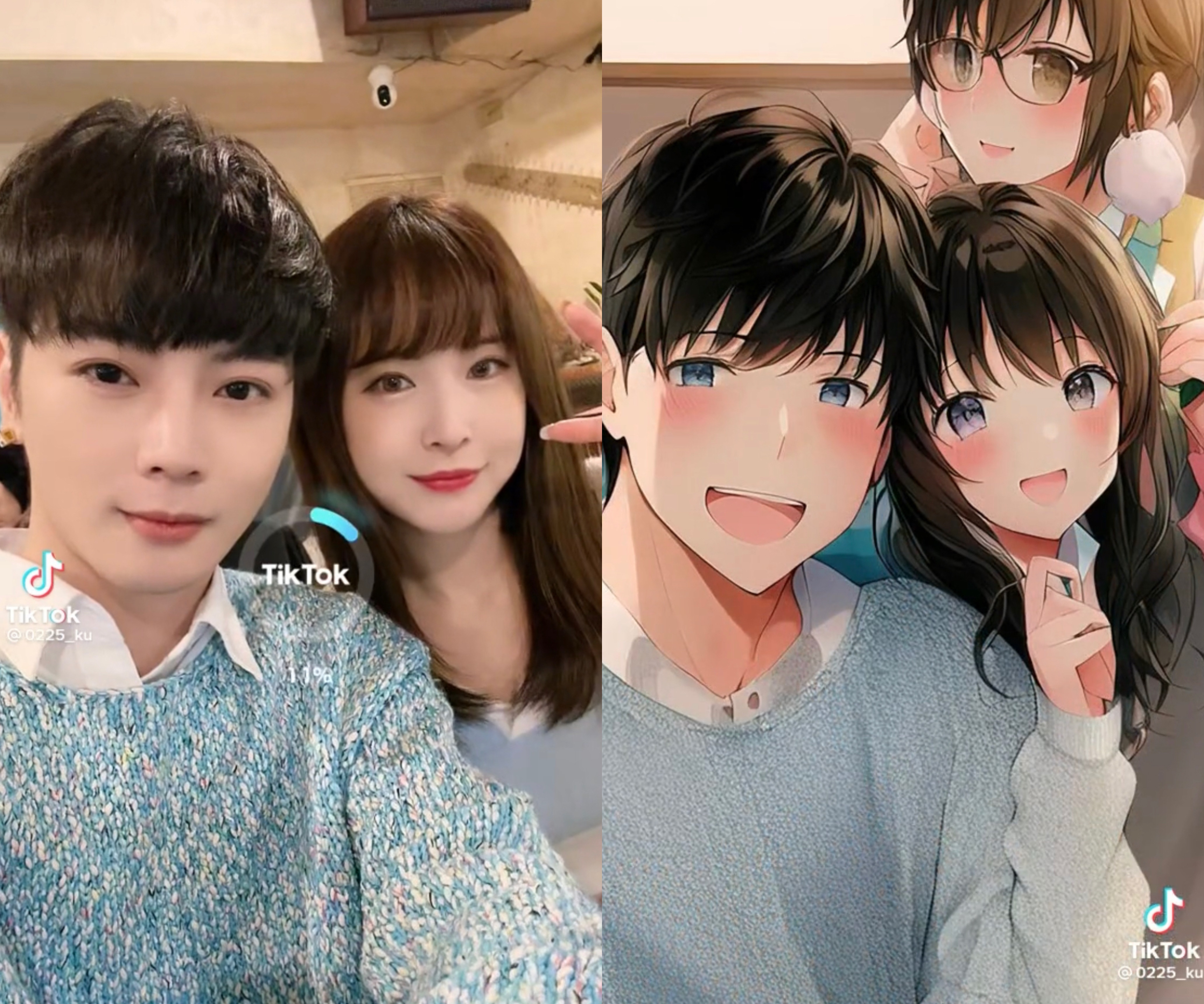 古曜威與孟潔拍〈心照不宣〉MV，漫畫特效中，背後意外出現第三個人。（單純夢想文創事業提供）