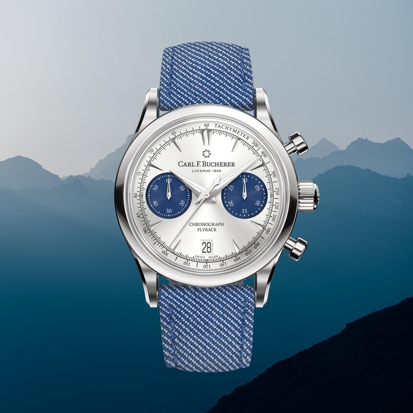 CARL F. BUCHERER 寶齊萊 Manero Flyback 40 功能:時、分、小秒針指示;飛返計時碼錶;日期顯示 機芯:自動上鏈機芯 定價:約NT$220,000。