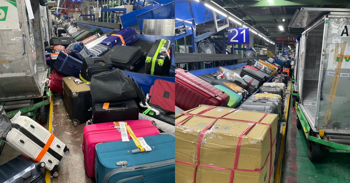 長榮航勤員工元旦連假集體依法請假,造成航班大亂、行李塞爆現象。(長榮航空企業工會提供)